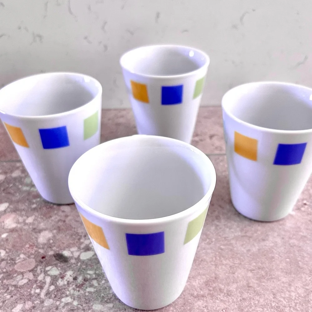 Crate and Barrel Coffee Mugs Tea Cups Set of 4 Retro Mid Century EUC